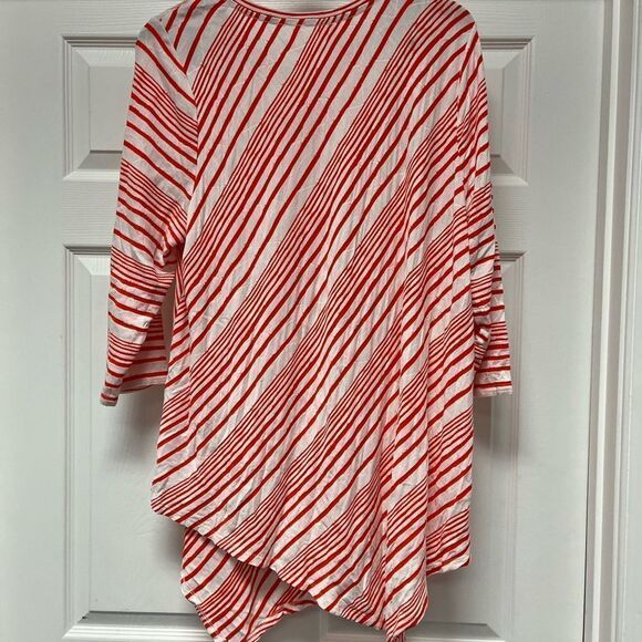 Two by Vince Camuto Orange & White Striped Handkerchief Tunic sz 2X EUC - Picture 4 of 5